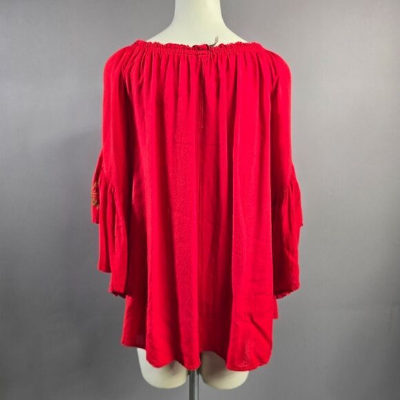Feathers Red Floral Tunic Top R5 - Picture 4 of 5